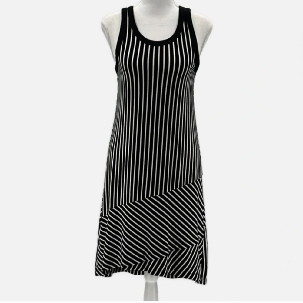 Cabi ATC Wink Black & White Striped black And White Striped Sleeveless Dress